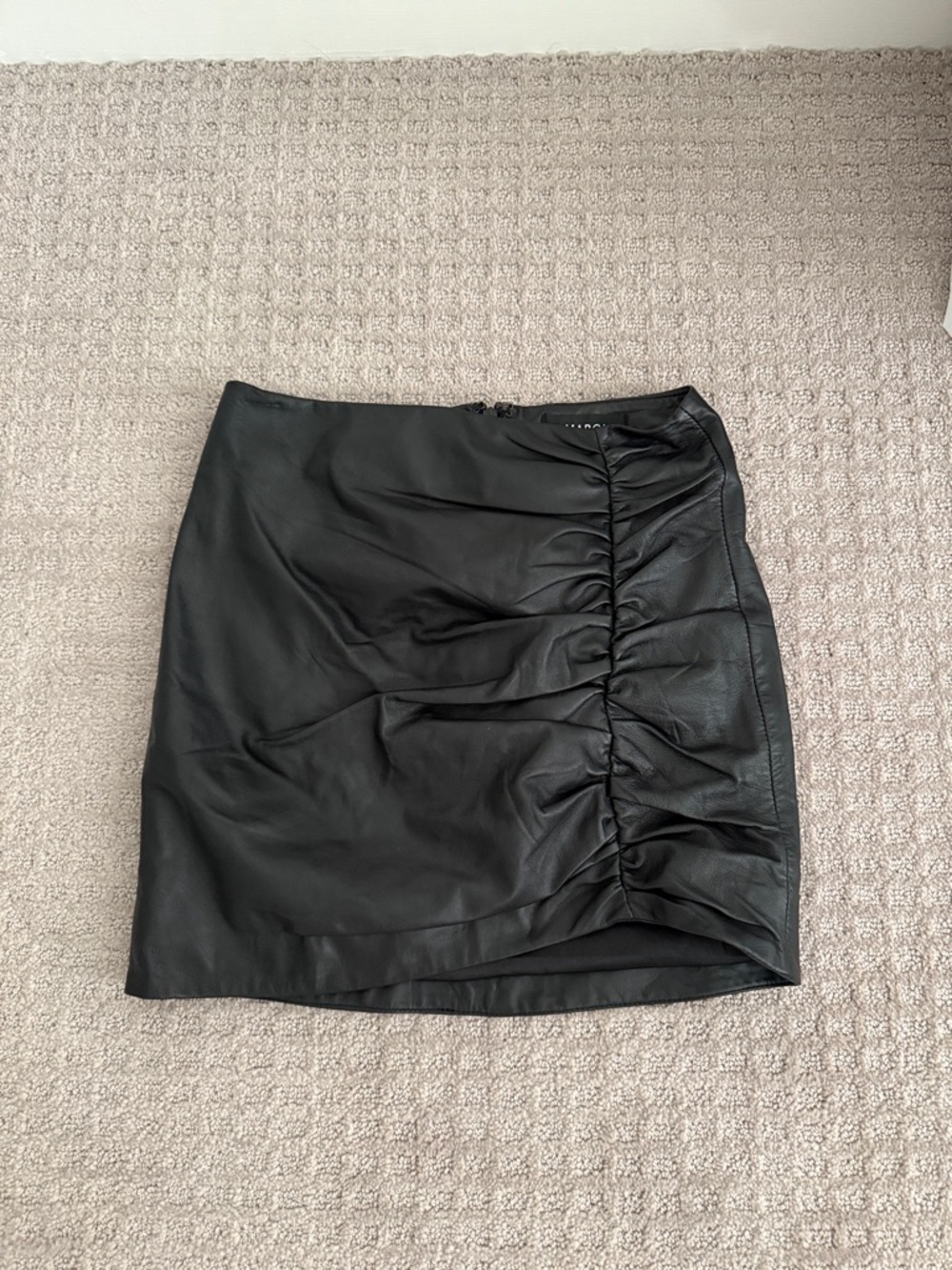 Lamarque Leather Ruched Mini Skirt